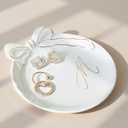 COLLECTIVE HOME Custom Initial Ceramic Jewelry Tray with Bow - Ring Holder & Earring Dish | Christmas Gift Idea for Women, Unique Birthday Present for Her (M)