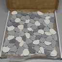 Pebble Tile for Shower Floor, Grey with White Pebble Mosaic Backsplash, Bathroom Shower Floor Kitchen Backsplash Tiles Pack of 5 Sheets (11.8x11.8 Inch)