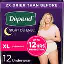 Depend Night Defense Adult Incontinence & Postpartum Bladder Leak Underwear for Women, Disposable, Overnight, Extra-Large, Blush, 12 Count, Packaging May Vary (X-Large)