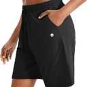 G Gradual Women's 7" / 9" Shorts with Deep Pockets Elastic Waist Bermuda Jersey Long Shorts for Woman Lounge Walking S