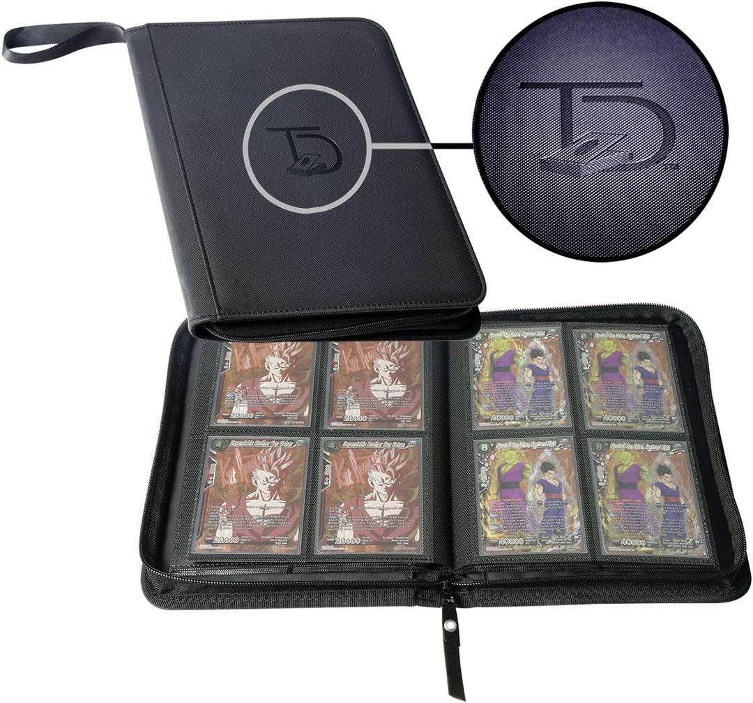TopDeck Mini Binder | Holds 200+ Cards | 4 Pocket Trading Cards Album | Long Term Storage Binder | Side Load Sleeves | Pokemon/MTG/Yugioh/TCG Folder | Trading & Sports Holder (Black)