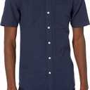 Amazon Essentials Men's Short-Sleeve Oxford Shirt with Pocket (Navy) XL