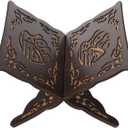 BESTOYARD Wooden Quran Book Stand 8.3x9.4 Inches Folding Muslim Prayer Book Holder for Bible, Quran, Rehal Bible Magazine Cookbook Display Black Eid Al-Fitr Decor Religious Gifts