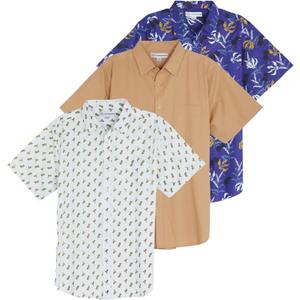 Real Essentials 3 Pack: Men's Regular-Fit Short-Sleeve Poplin Shirt (5X)