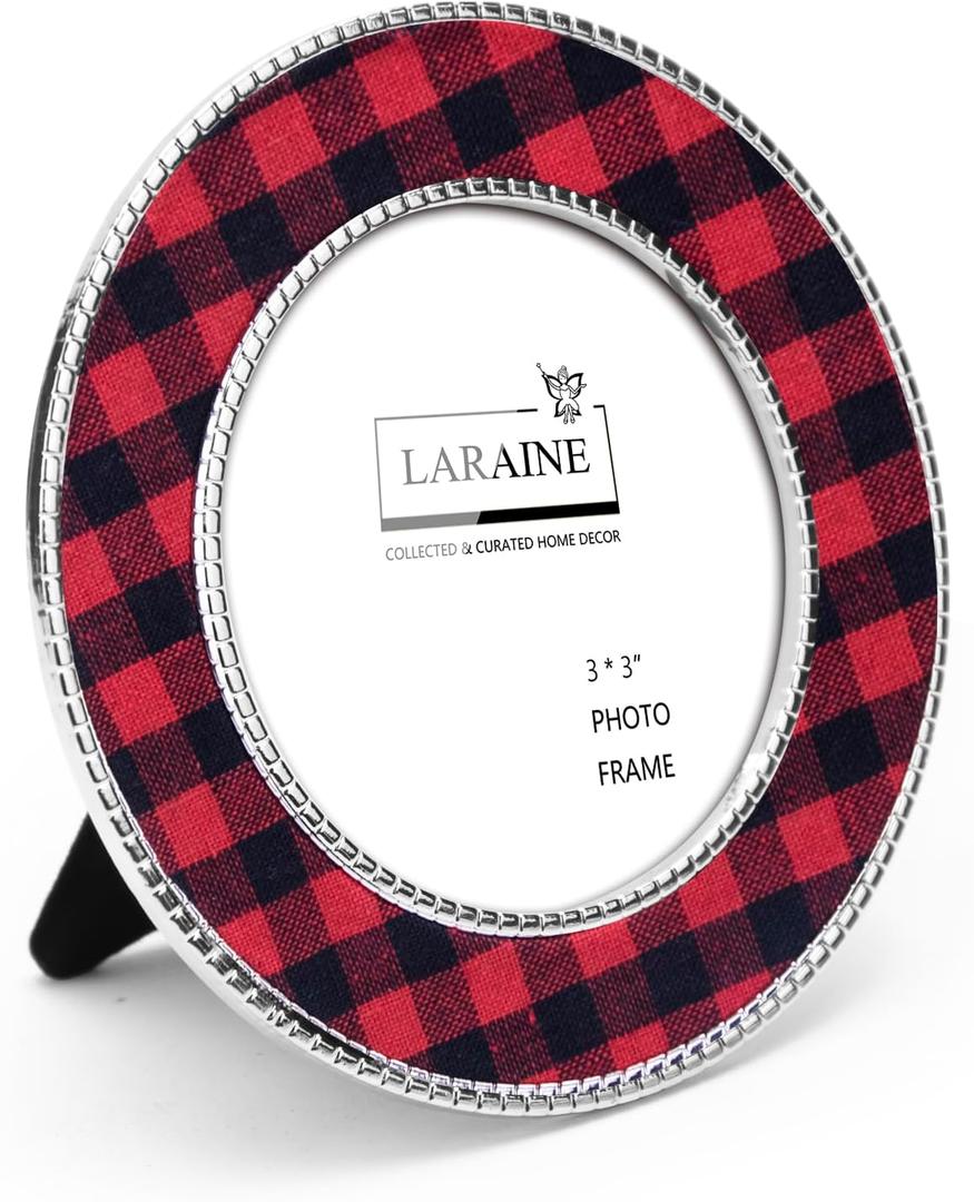 LARAINE Picture Photo Frame 3-color Plaid Metal High Definition Display Pictures for Tabletop Home Decorative (Red&Black, 3x3)