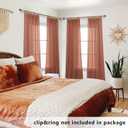 Terracotta Boho Sheer Fall Curtains for Living Room,Rustic Farmhouse Vintage Linen Look Rust Colored Western Curtains for Bedroom 84 Inches Long 2 Panels Set