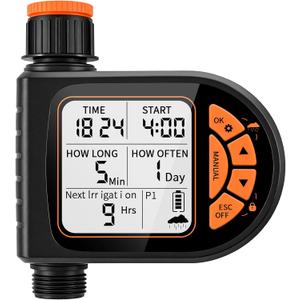 Sprinkler Timer for Garden Hose - Programmable Irrigation Timer with Rain Delay, Manual Watering, Child Lock, Outdoor Garden Automatic Irrigation Drip Watering System for Yard Lawn Pool Garden