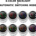 2" Fuel Level Gauge 8 Color Backlight 5 Signals Adjustable 0-190ohm,0-180ohm,10-180ohm,240-33ohm,240-30ohm,Fuel Gauge Kit for Boat Car RV Truck Vehicle Motorcycle