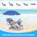Nice C Toddler Beach Chair, Kids Beach Chair with Umbrella, Backpack Beach Folding Chairs, Backpack Camping Chairs, 5-Position Reclining, with Cup Holder, for Beach, Camping, Picnic (2 Pack)
