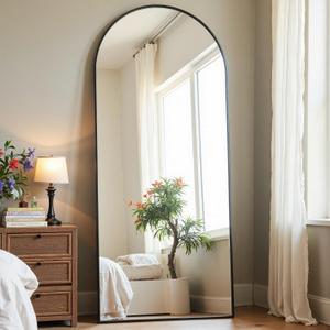 Arched Full Length Mirror, 57"X20" Large Floor Mirrors, Full Body Mirrors for Leaning or Hanging, Standing Mirror for Bedroom, Living Room,Dressing Room, Aluminum Alloy Frame, Black