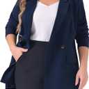 Agnes Orinda Plus Size Blazers for Women Lapel Button Work Business Casual Outfits Dressy Suit Jacket Blazer (Blue, XXL)