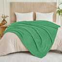 Throw Blanket for Couch - Flannel Fleece 3D Striped Ribbed Bed Blanket.Super Soft Blankets for Women Girls,Teacher Gifts Birthday Gifts Room Home Dorm Decor (Green, Throw(50"x60"))