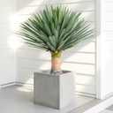 23.6inch Artificial Agave Plant with 160 Leaves Faux Outdoor Plants Large Fake Agave Plant with Matte Black Pot, Realistic Artificial Plants for Indoor Home Patio Porch Garden Decoration