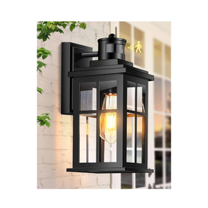 Motion Sensor Outdoor Light, Black Porch Light Dusk to Dawn, Waterproof Outdoor Motion Sensor Light, Anti-Rust Outside Lights for House, Garage, Doorway, Porch, 100% Aluminum