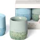 Moonkie Silicone Baby Cups 4 Months+ | Tiny Open Training Cups for Infants with Confetti Sprinkles | Baby-Led Weaning Essential | 2 oz (Ether/Mint, 2 Pack)