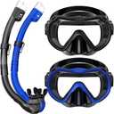 Snorkeling Gear for Adults, Snorkel Mask Set 180 Panoramic View Snorkel Gear, 100% Food-Grade Silicone Anti-Fog Anti-Leak Dry Top Diving Mask for Snorkeling Swimming Scuba Diving