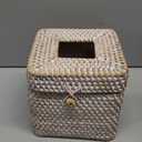 Whitewash Rattan Tissue Box Cover 5.5x5.5x5.9 Inch - Stylish Handwoven Tissue Holder with Lid - Ideal for Bathroom Vanity, Bedroom, or Living Room Home Accent