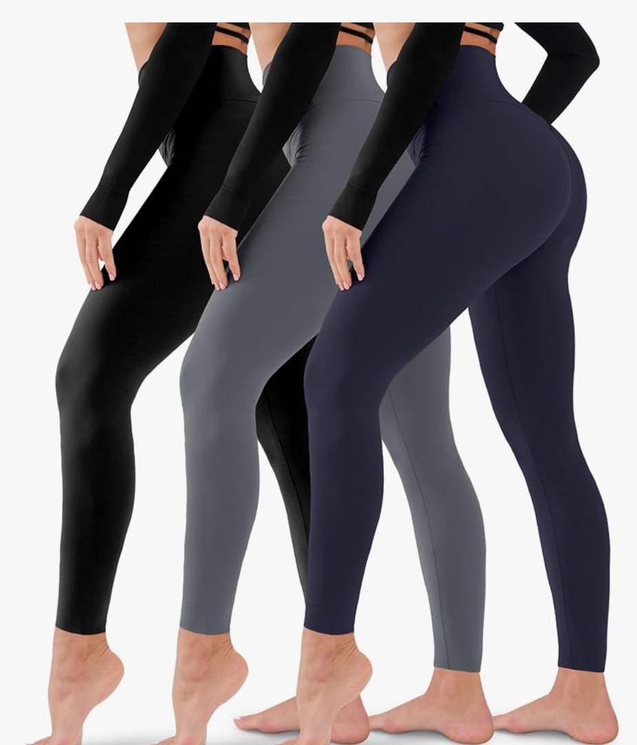 3 Pack Leggings for Women-No See-Through High Waisted Tummy Control Yoga Pants Workout Running Legging, Size S-M
