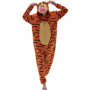 COSUSKET Snug Fit Unisex Adult Onesie Pajamas, Flannel Cosplay Animal One Piece Halloween Costume Sleepwear Homewear (Large, Orange)