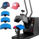 VEVOR 4-in-1 Heat Press Machine for Hats with 6x3inches Curved Teflon-Coated Heat Plate, Easy Temperature Control Non-Slip Base, Four Replaceable Elements 6x3/6.7x2.7/6.7x3.8/8.1x3.5inches (Black)