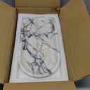 Natural Marble Tray, Coffee Table, Food, Fruit, Paper Cup, Cake Display, Coffee bar, Family Gatherings, Seasonal Holiday Decoration Tray(Viola-oval-11 x5 x0.7)