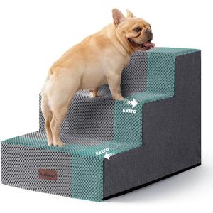 Aodisman Dog Stairs for Small Dogs, 3-Step Wider Pet Stairs for Couch and Beds, Non-Slip Dog Steps for Old Cats, Puppy, Small Medium Dogs,15.7" H,Grey