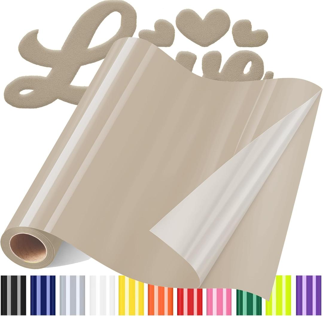 3D Puff Vinyl Heat Transfer for T-Shirts, 12" x6ft 3D Puff HTV Iron on Vinyl, 3D Puff Vinyl Heat Transfer HTV for Heat Press Clothing Beige Yellow Christmas Gifts