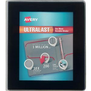 Avery® Ultralast™ Slant-Ring Binder, 1" Rings, Black