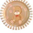 Pandecor 50 Pieces Bear Paper Dessert Plates,7 Inches Disposable Cartoon Bear Cake Plates for Baby Shower and Birthday Party