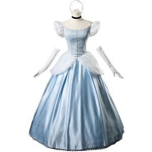 CosFantasy Deluxe Princess Dress Princess Cosplay Costume Blue Satin Ball Gown Prom Dresses Princess Costume (Medium)