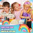 12 Pack Operation Christmas Paint Your Own Pen Holder Crafts Kit for Kids, Rainbow Wood Pencil Holder with Watercolor and Acrylic Diamonds, Unfinished Wood Pencil Box DIY Crafts