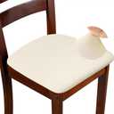 DLMWELL Chair Seat Covers Set of 4 Stretch Off White Chair Covers for Dining Room Square Removable Washable Chair Protector Seat Cushion Slipcovers for Kitchen Office
