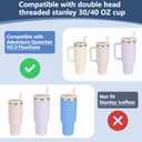 2 Pack 30 oz Tumbler Flip Straw Lid for Stanley Quencher ProTour Leak Proof Lid Replacement for Stanley H2.0 Quencher, Spill Proof Reusable Lid for Stanley Cup Accessories(Black & Black, 30 oz)