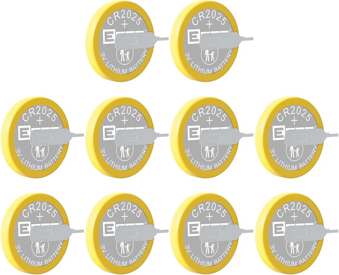 EEMB CR2025 3V Lithium Coin Battery 10-Pack with Solder Tabs for Game Boy Cartridge and Electronics Replacement
