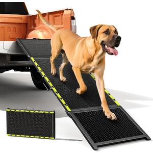 74'' L & 20'' W Longest Dog Ramp for Car - Extra Wide Portable Pet Dog Ramps for Large Dogs, Dogs Cars Ramp for Car SUV/Truck/RV/Bed, Lightweight Ramps with Non-Slip Mesh Up to 250LBS, Black