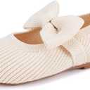 BMCiTYBM Toddler Girls Dress Walking Shoes Knitting Mary Jane Flats Ballet Party (Camel)