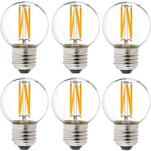 LiteHistory Dimmable g16.5 led Bulb 40W g16 1/ 2 led Edison Bulb 2700K 4W e26 Globe Light Bulbs for Ceiling Fan, Chandelier, Vanity Light Bulb AC120V 400lm 6Pack