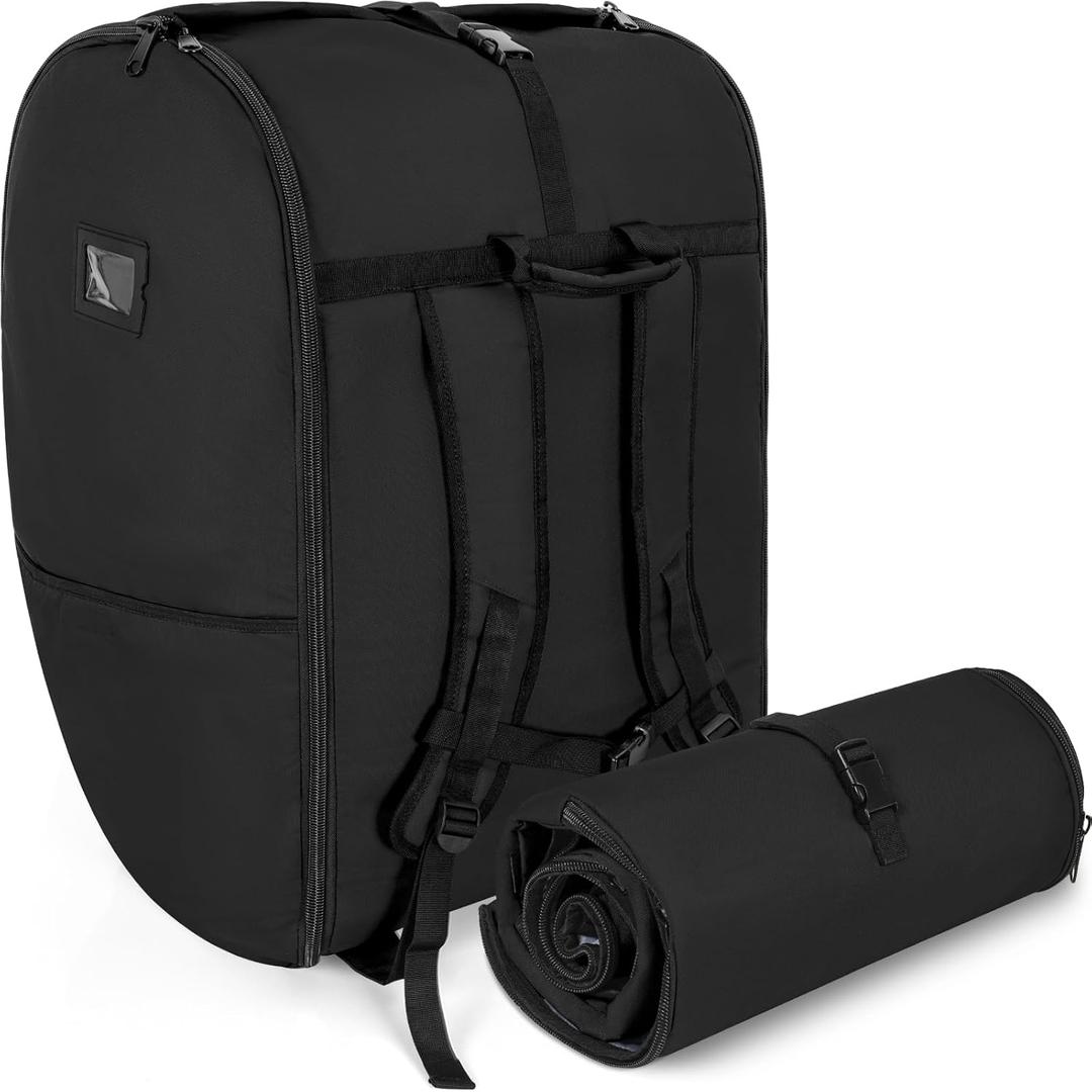 Padded Car Seat Travel Bag Compatible with Doona, Infant Car Seat Travel Bag, Foldable Car Seat Stroller Gate Check Bag for Airplane (Black)