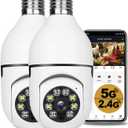 2PCS 2.4GHz & 5GHz Wireless WiFi Light Bulb1080P Security Camera Wireless Outdoor, 360 Indoor Light Socket Security Cameras for Home Security with 2-Way Audio, Smart Motion Detection (2PCS)