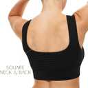 Square Neck Padded Sports Bra, Push Up Sports Bra for Women, Cute Comfy Seamless Scoop U Back Low Impact Workout Gym Yoga Bra (M)