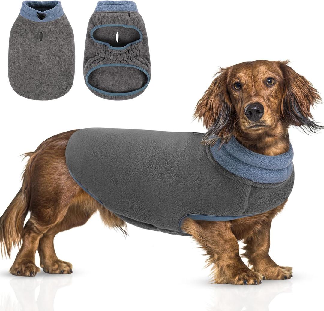 Queenmore Dog Sweater,Soft Fleece Vest Pullover Dogs Jacket with Elastic Stretchable,Warm Winter Dog Coats Cold Weather Doggy Dachshund Sweaters for Small Dogs Cats Boy or Girl (Grey, XL)