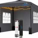 10X10 Pop Up Canopy Tent with 3 Sidewalls,Easy Up Canopy,Commercial Instant Shelter,Heavy Duty One Person Set Up Event Tent,Gray