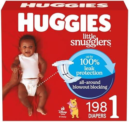 Huggies Size 1 Diapers, Little Snugglers Diapers, Size 1 (8-14 lbs), (5Packs of 33)