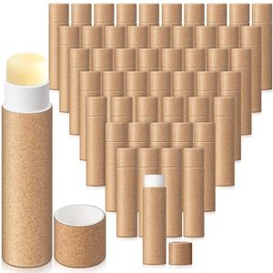 Fuyoooo 50 Pcs 5g Paperboard Lip Balm Tubes Empty Cardboard Lipstick Tubes Deodorant Sticks Empty Refillable Gloss Perfume Container for DIY for Lipstick Deodorant Solid Perfume (Cowhide Color)