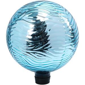 VCUTEKA Gazing Ball, Glass Mirror Polished Hollow Ball Reflective Garden Sphere, Gazing Globe for Home Garden Lawn Outdoor Ornament Yard Decorative 10-Inch (Lake Blue)