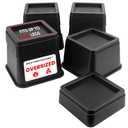 DEDU Oversized Bed Risers Heavy Duty 7 Inch 4 Pack, Furniture Risers for Sofas Stackable in 2, 5, or 7 Inch Supports Up to 11000 Lbs, Square Bed Raising Blocks Fits 5.5 Inch Wide Desk or Couch (Black)