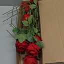 12PCS Realistic Red Silk Roses Bouquet, Artificial Flowers Fake Long Stem Roses, Fake Red Roses for Mother's Day, Home Decor & Wedding