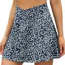 LouKeith Tennis Skirts for Women Pleated Crossover High Waisted Athletic Workout Golf Skorts Skirts with Shorts Pocket (Blue, S)