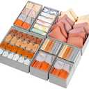 Criusia Underwear Sock Drawer Organizer Dividers 8 Set, Fabric Dresser Closet Organizers Bins for Baby Clothes Nursery, Dorm Bedroom Organization and Storage for Bra Ties Scarf