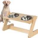 Solid Birch Wood Elevated Dog Bowl Stand for Large & Medium Dogs